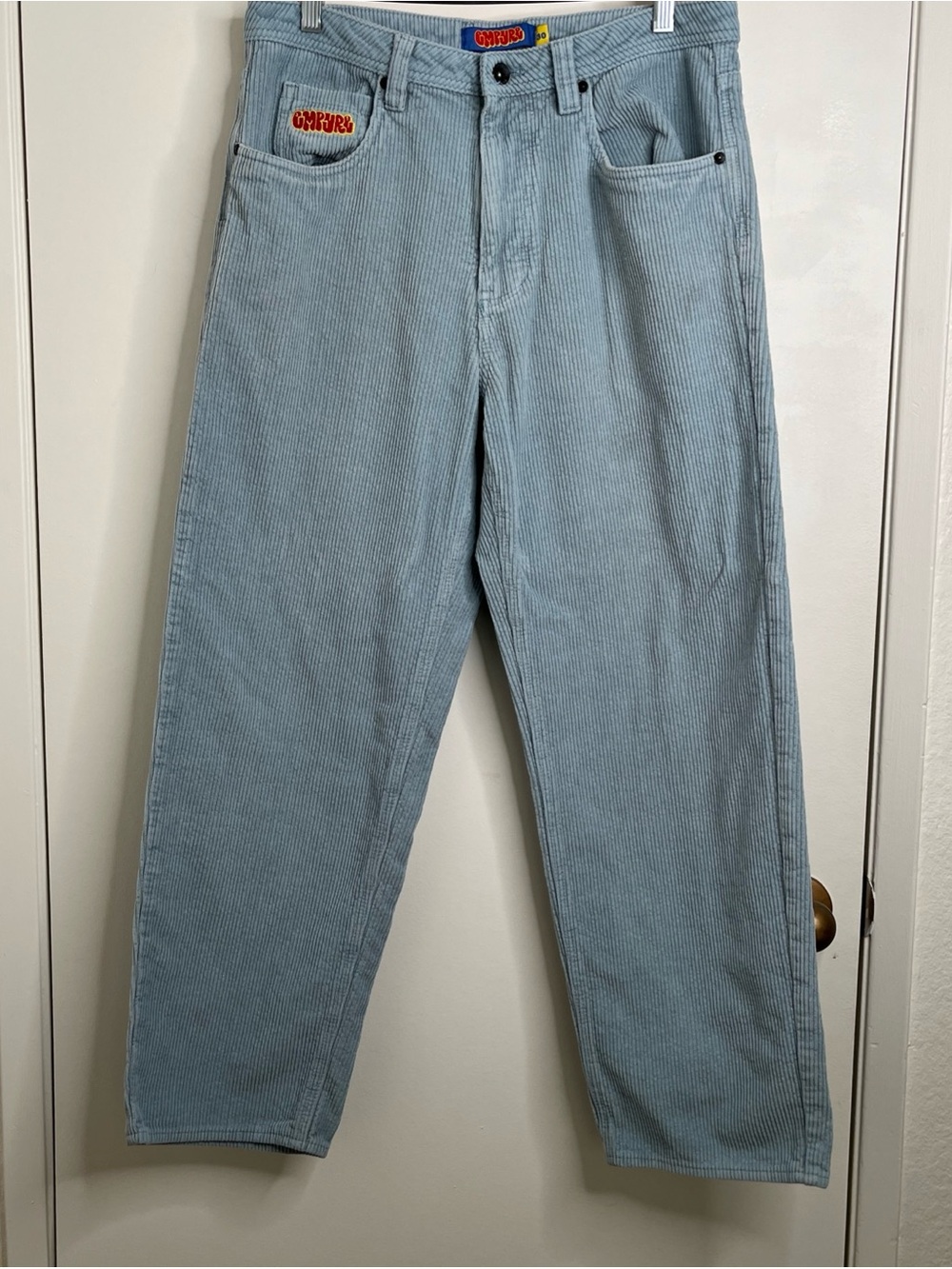 Empyre Light Blue Corduroy Pants Sz 30 Loose Fit Straight Leg 5 Pockets Skate